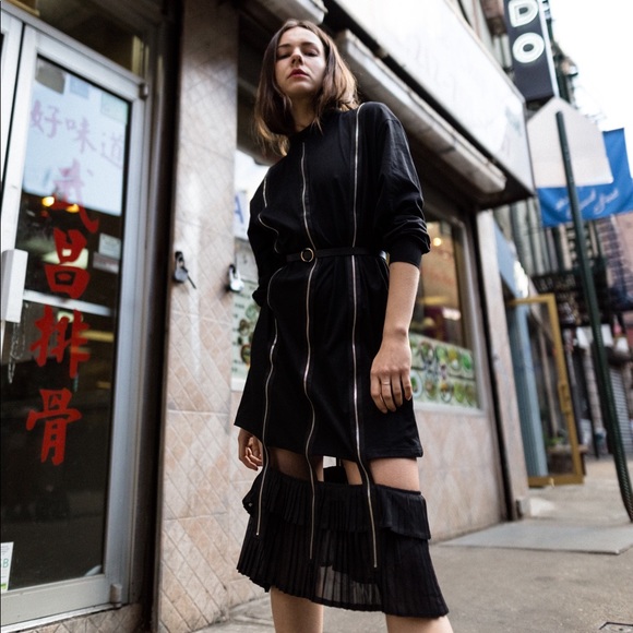 Zipper dress with pleats and cut outs - Picture 1 of 6